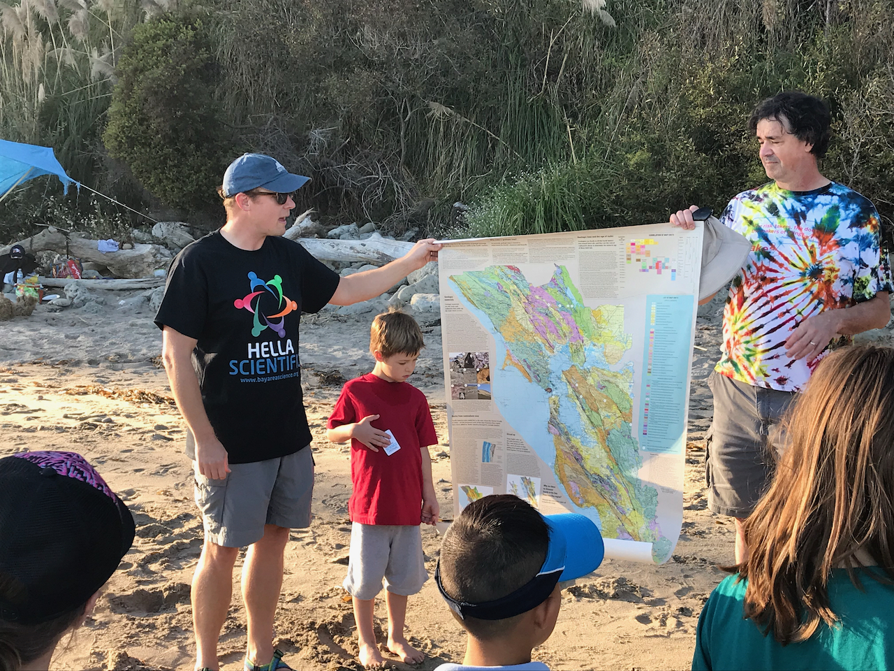 Leading a public field trip on the paleontology and geology of New Brighton State Beach, California.